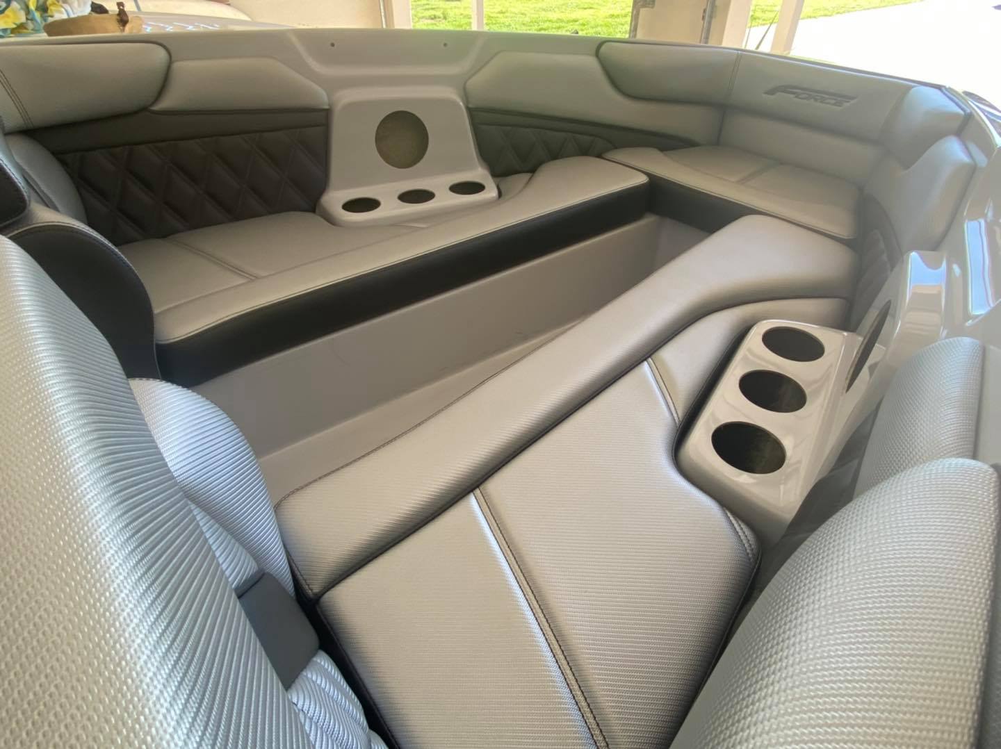 Pure excitement as we show you our latest F21XB as it moves through the fit out stage.  Silver with splashes of Charcoal and the detail of the diamond stitching really makes this interior look stylish.