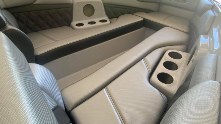 Pure excitement as we show you our latest F21XB as it moves through the fit out stage.  Silver with splashes of Charcoal and the detail of the diamond stitching really makes this interior look stylish.