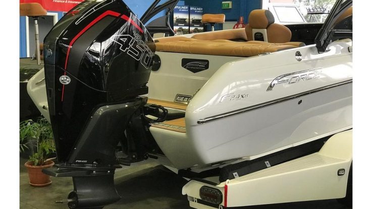 Mercury’s new 450R high performance outboard fitted to the F24XB