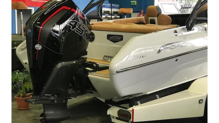 Mercury’s new 450R high performance outboard fitted to the F24XB